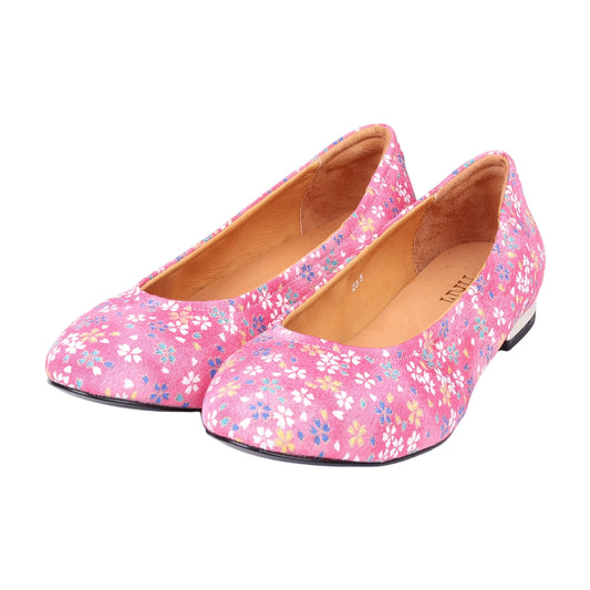 レディース和柄 パンプス フラット ローヒール 花柄 和風デザイン きれいめ カジュアル 歩きやすい 大人 靴:SWL-16